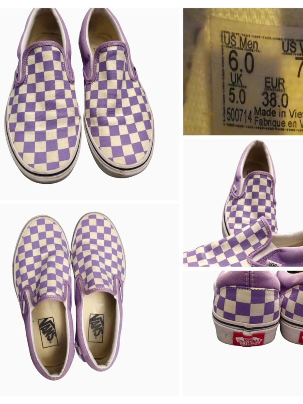 VANS CLASSIC SLIP-ON "BRIGHT VIOLET PURPLE" CHECKERBOARD • WOMEN'S 7.5